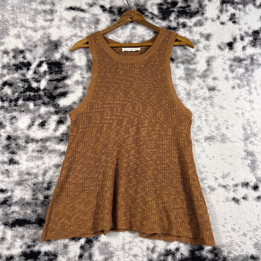 Womens Knit Tank‎ Top Brown Sleeveless Casual Lightweight Size M